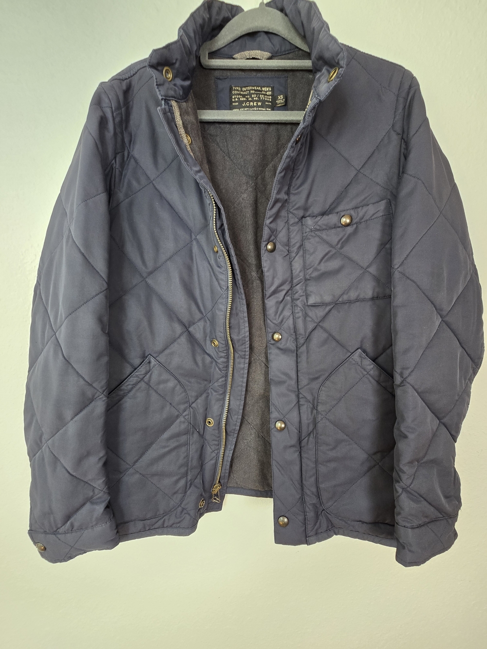 J. Crew Quilted Navy Lightweight Jacket